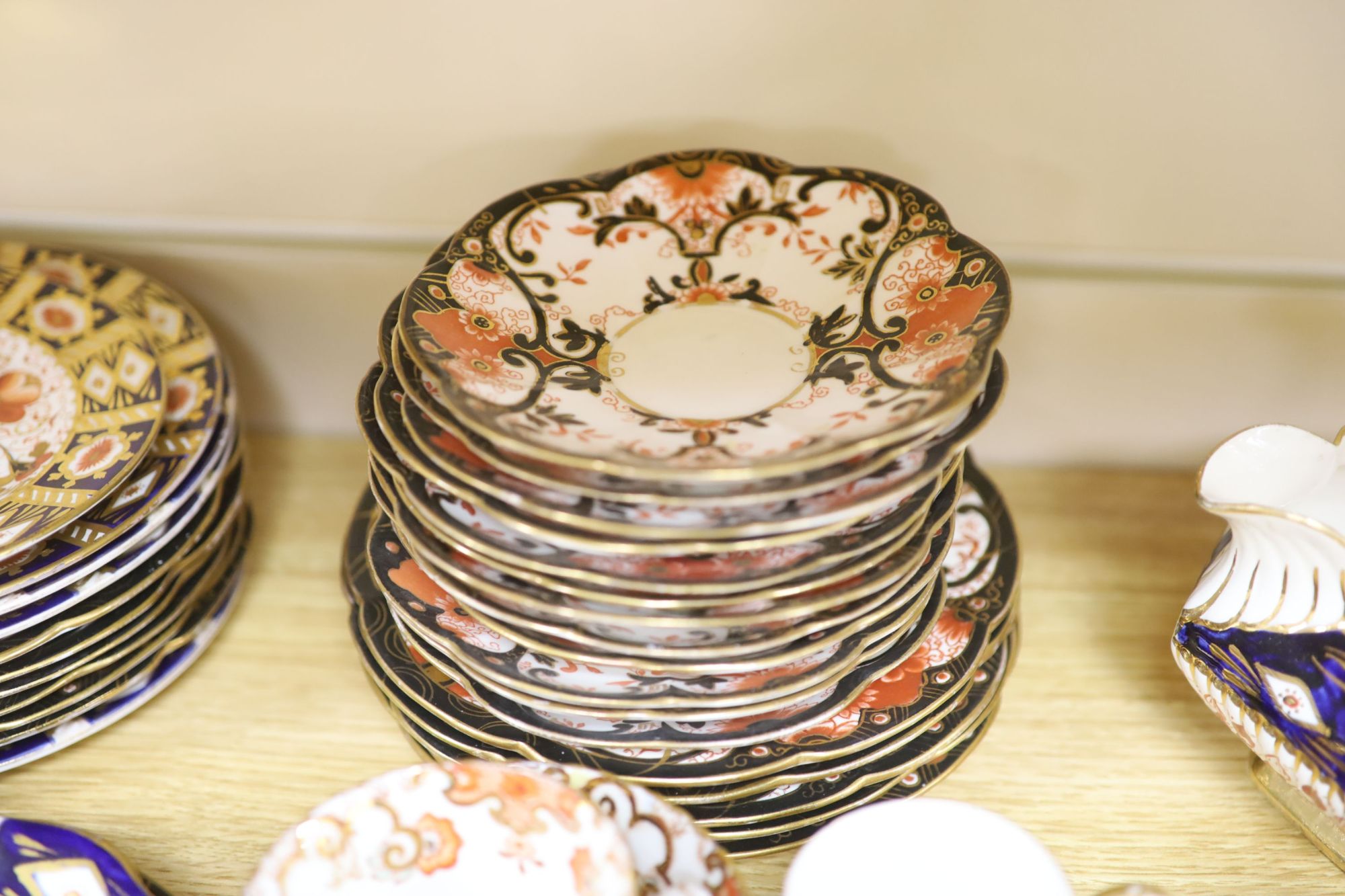 A quantity of Davenport and Staffordshire Imari pattern tea and coffee wares